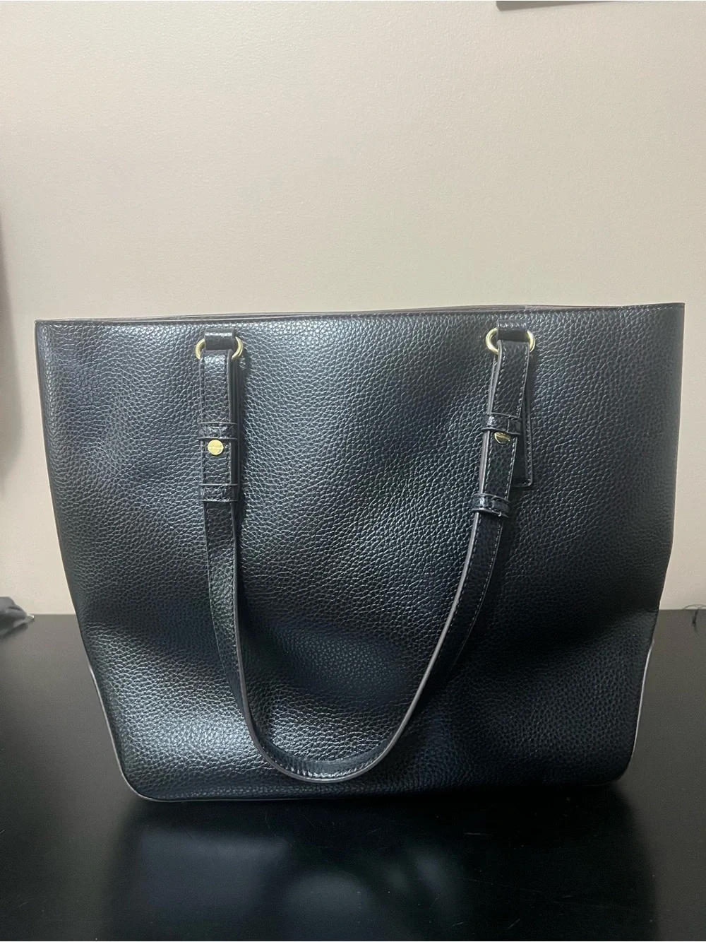 Anne Klein Black Tote with Gold Accents